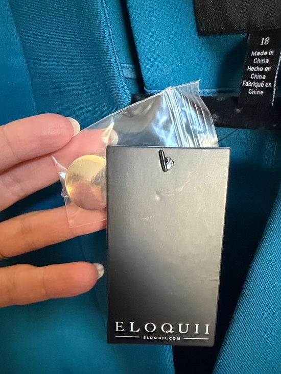 Eloquii The Ultimate Stretch Teal Single-Button Blazer Sz 18 - Picture 9 of 12